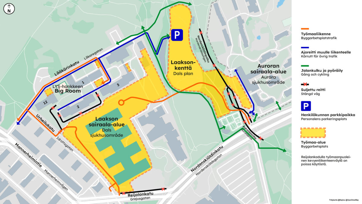 Laakson kentän kevyen liikenteen kiertoreitti kulkee Laaksonkentän läntiseltä puolelta.
