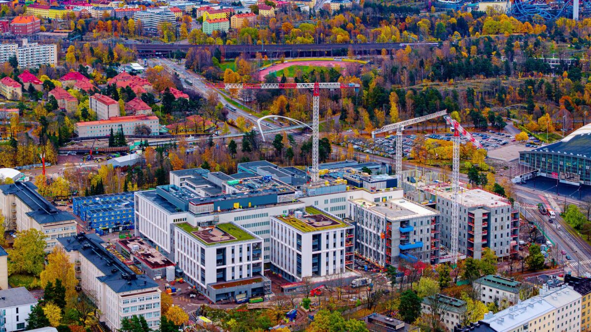 Laakson yhteissairaala -hankkeen työmaa lokakuussa 2025. Kuva: Aki Rask.
